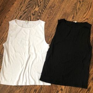 Bundle of 2 j crew black and white tanks both size large